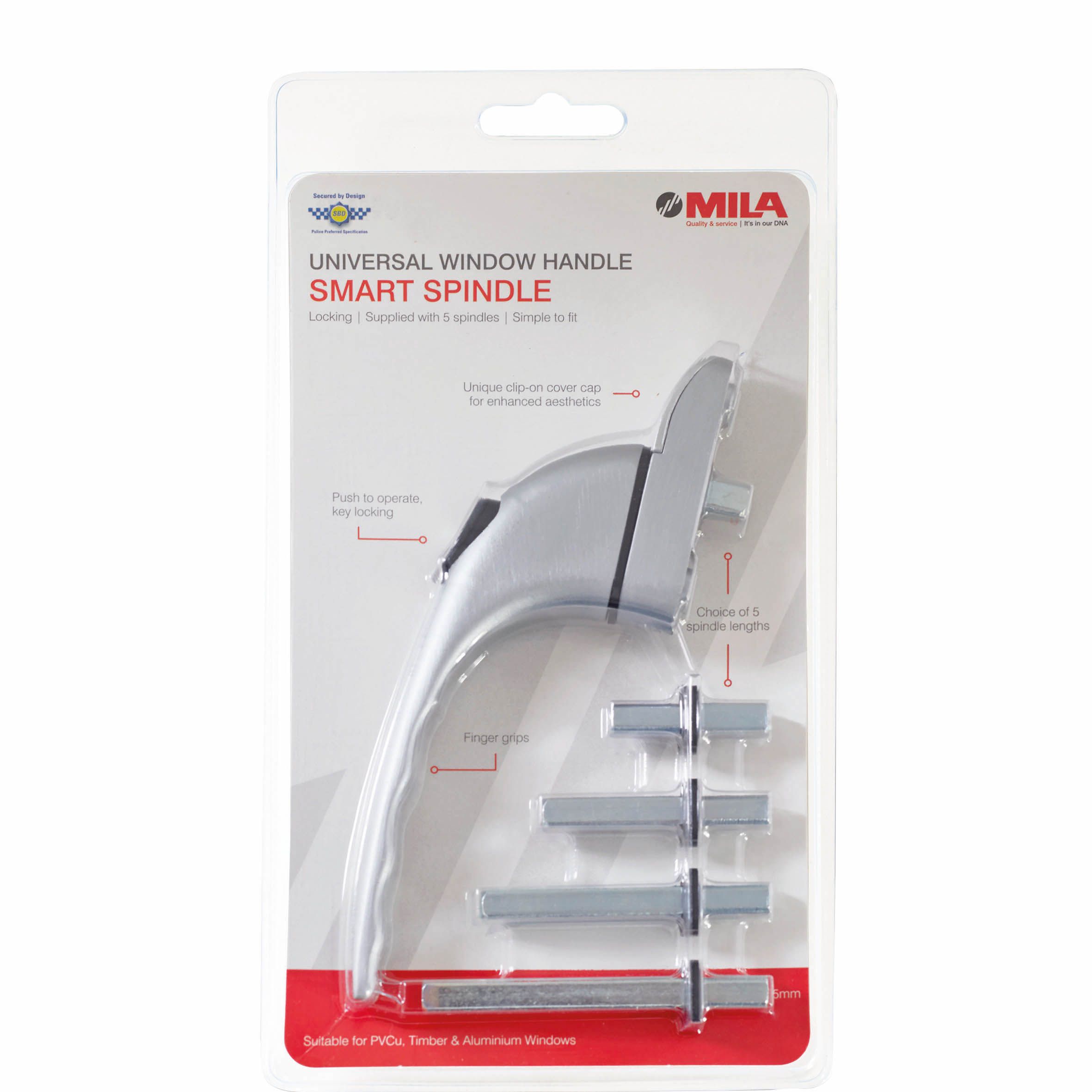 Mila Satin Chrome effect Zinc alloy Window handle (L)95mm