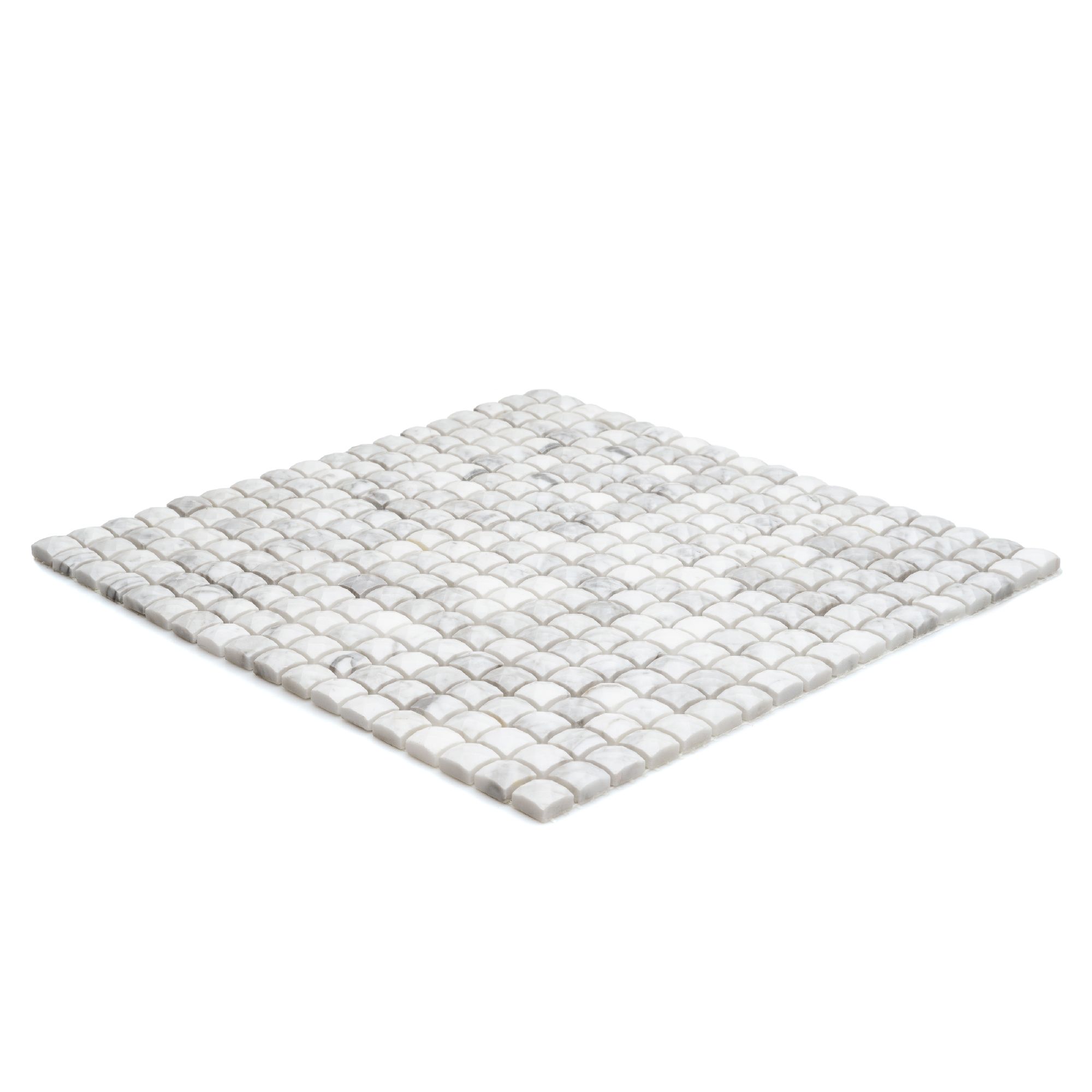 Milan Grey & white Polished Diamante effect Marble 3x3 Mosaic tile, (L)305mm (W)305mm