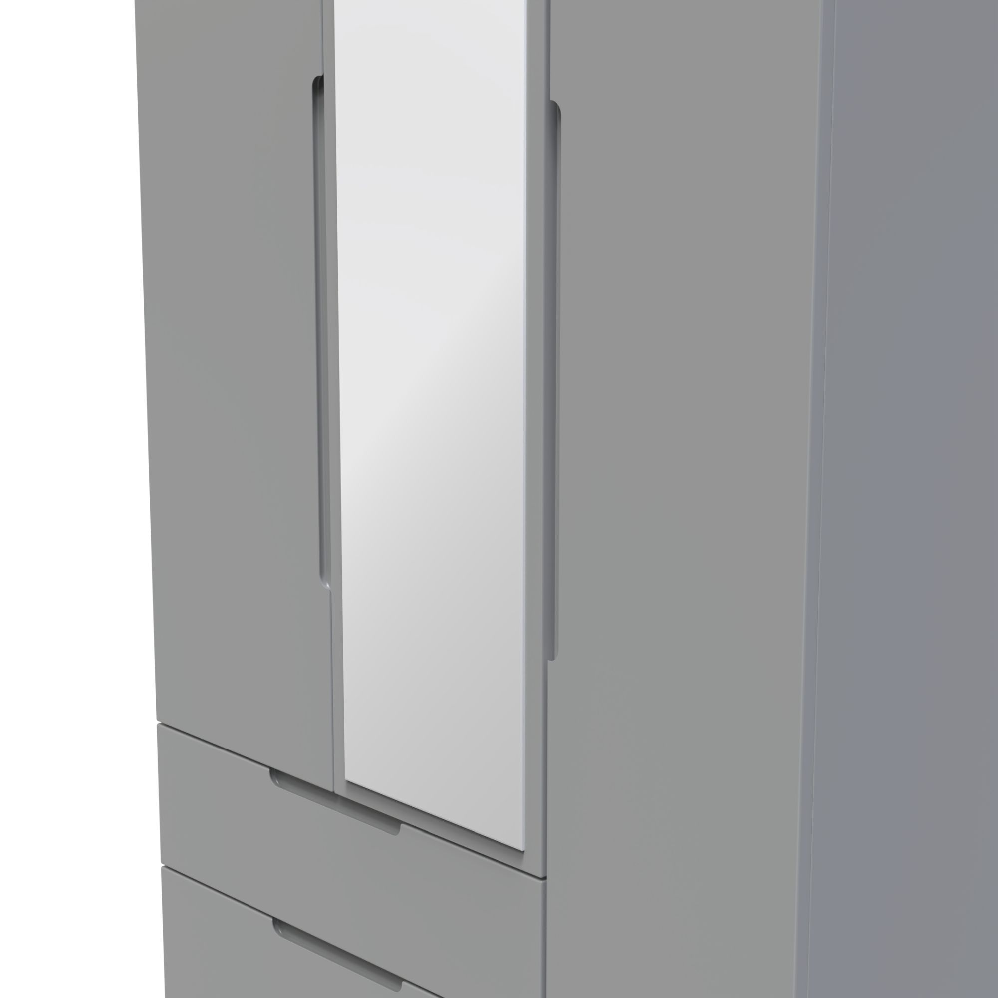 Milan Ready assembled Modern Grey 2 Drawer Tall Triple Wardrobe With 1 mirror door (H)1970mm (W)1110mm (D)530mm