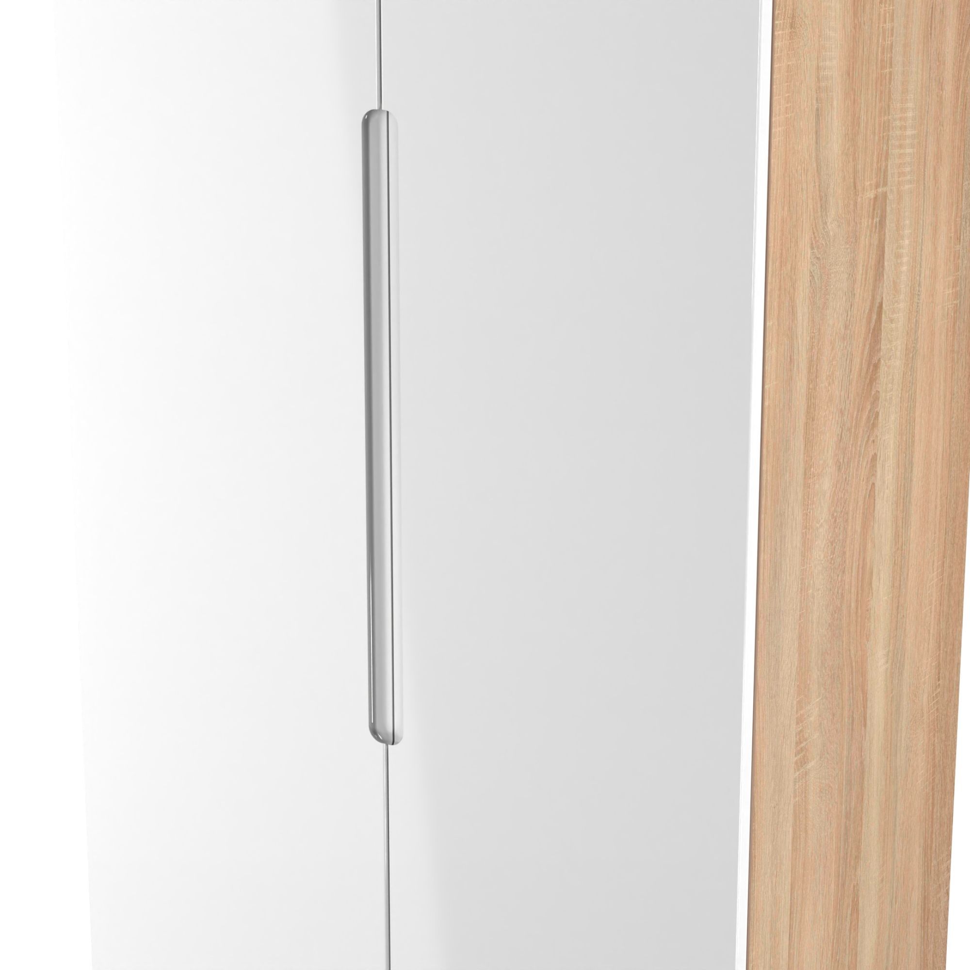 Milan Ready assembled Modern White & oak Tall Double Wardrobe (H)1970mm (W)770mm (D)530mm