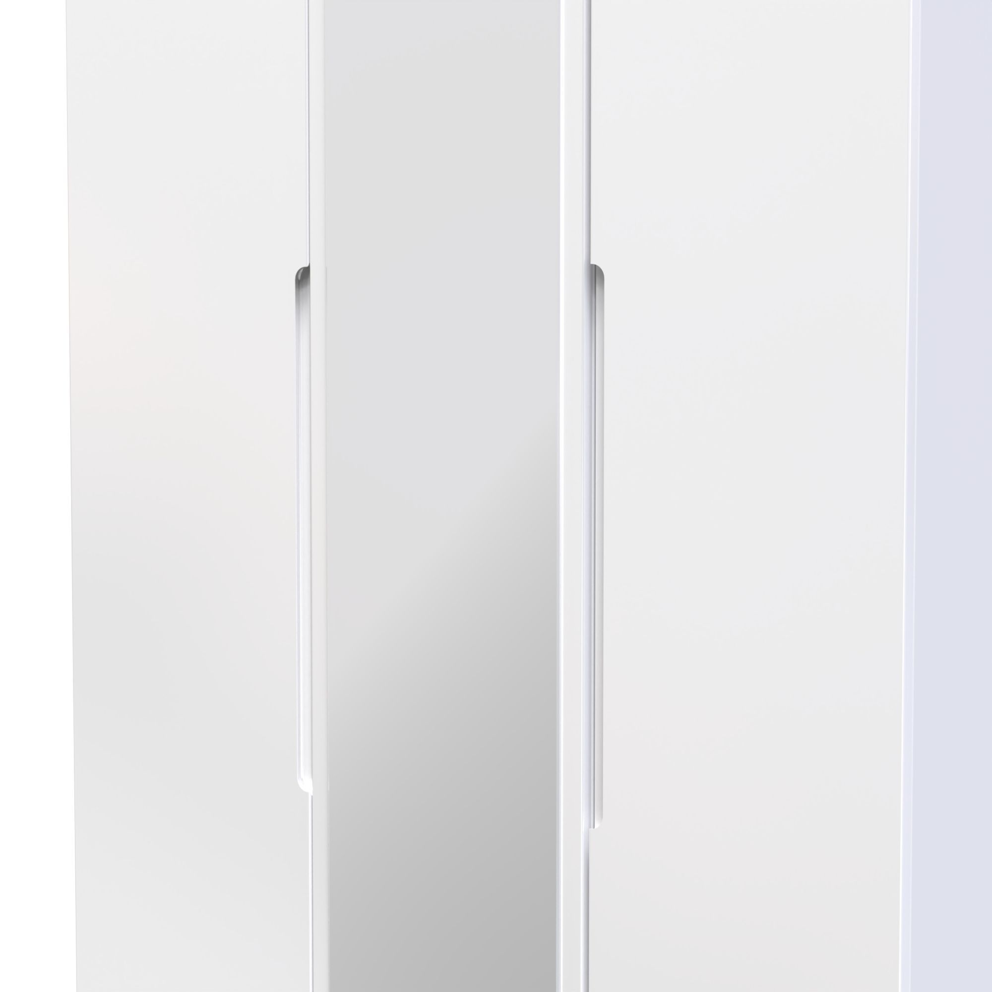 Milan Ready assembled Modern White Tall Triple Wardrobe With 1 mirror door (H)1970mm (W)1110mm (D)530mm