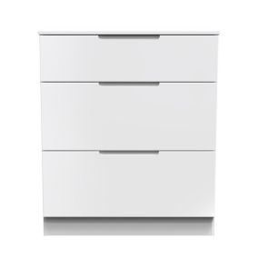 Milan Ready assembled White 3 Drawer Chest (H)875mm (W)740mm (D)390mm