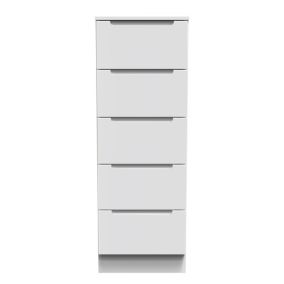 Milan Ready assembled White 5 Drawer Bedside chest (H)1067mm (W)370mm (D)390mm
