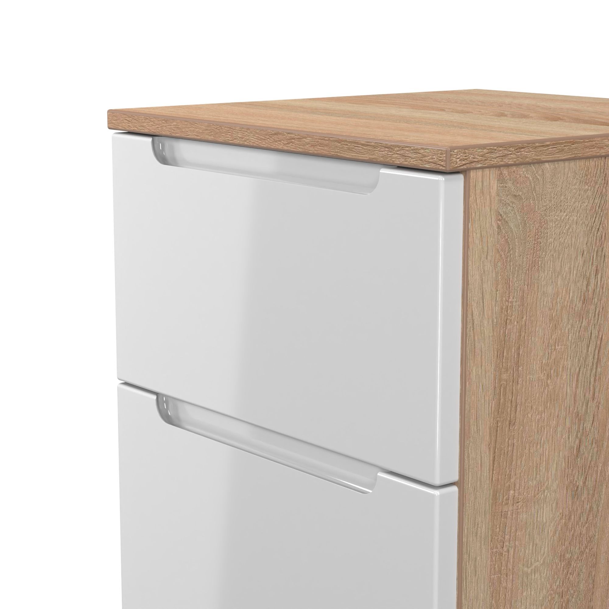 Milan Ready assembled White & oak 2 Drawer Bedside chest (H)495mm (W)370mm (D)390mm
