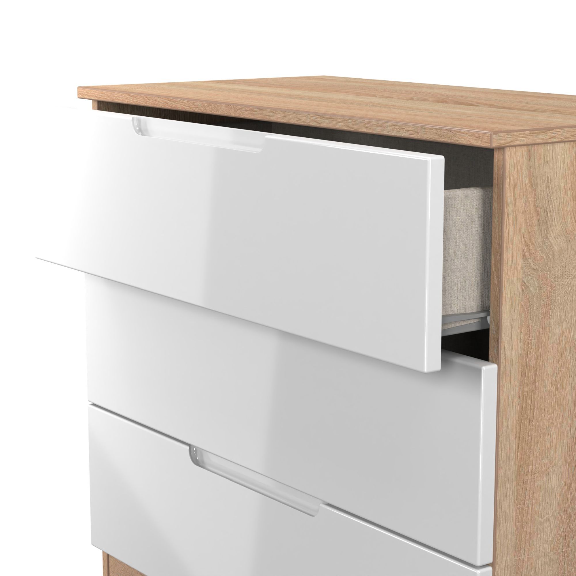 Milan Ready assembled White & oak 3 Drawer Chest (H)685mm (W)740mm (D)390mm