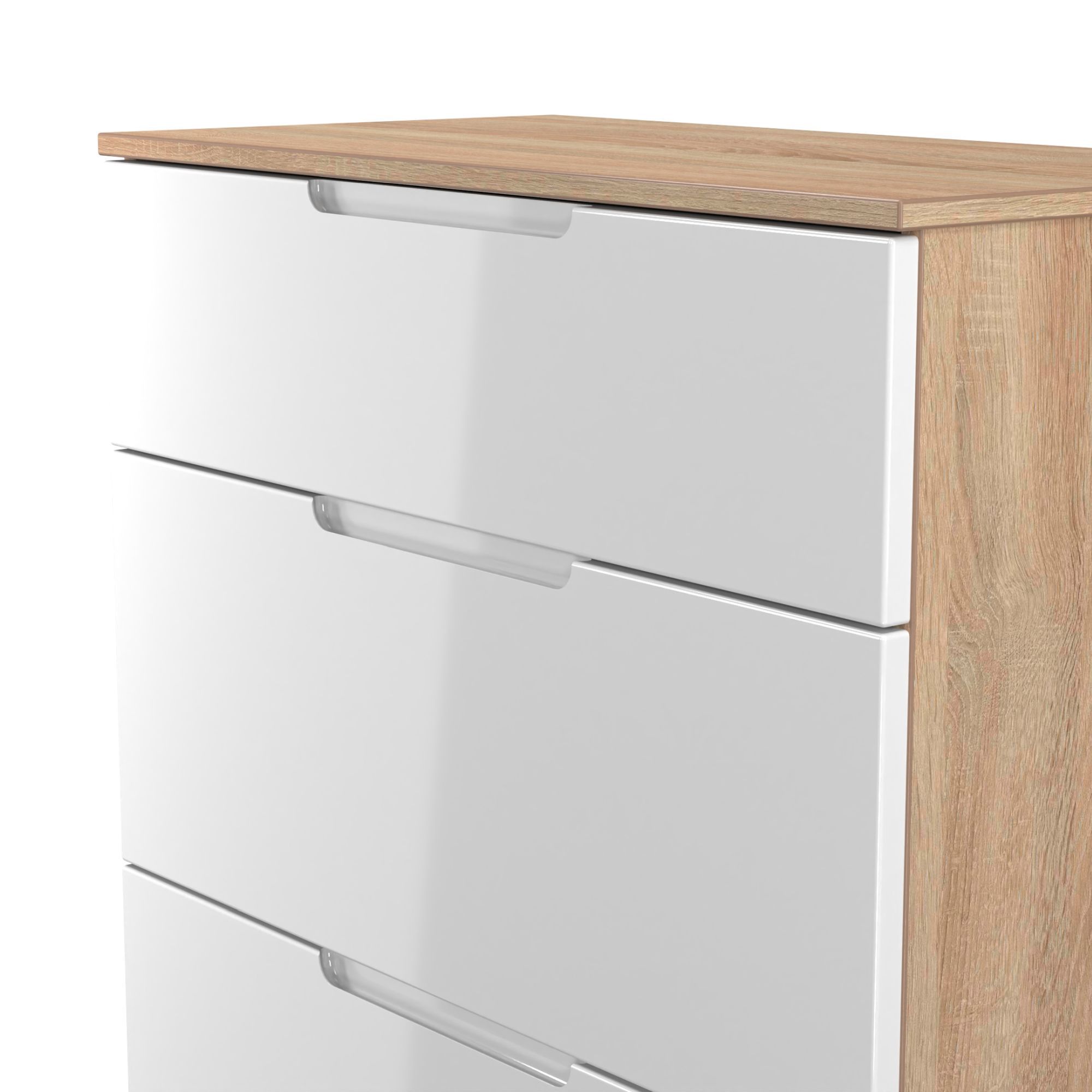 Milan Ready assembled White & oak 3 Drawer Chest (H)875mm (W)740mm (D)390mm