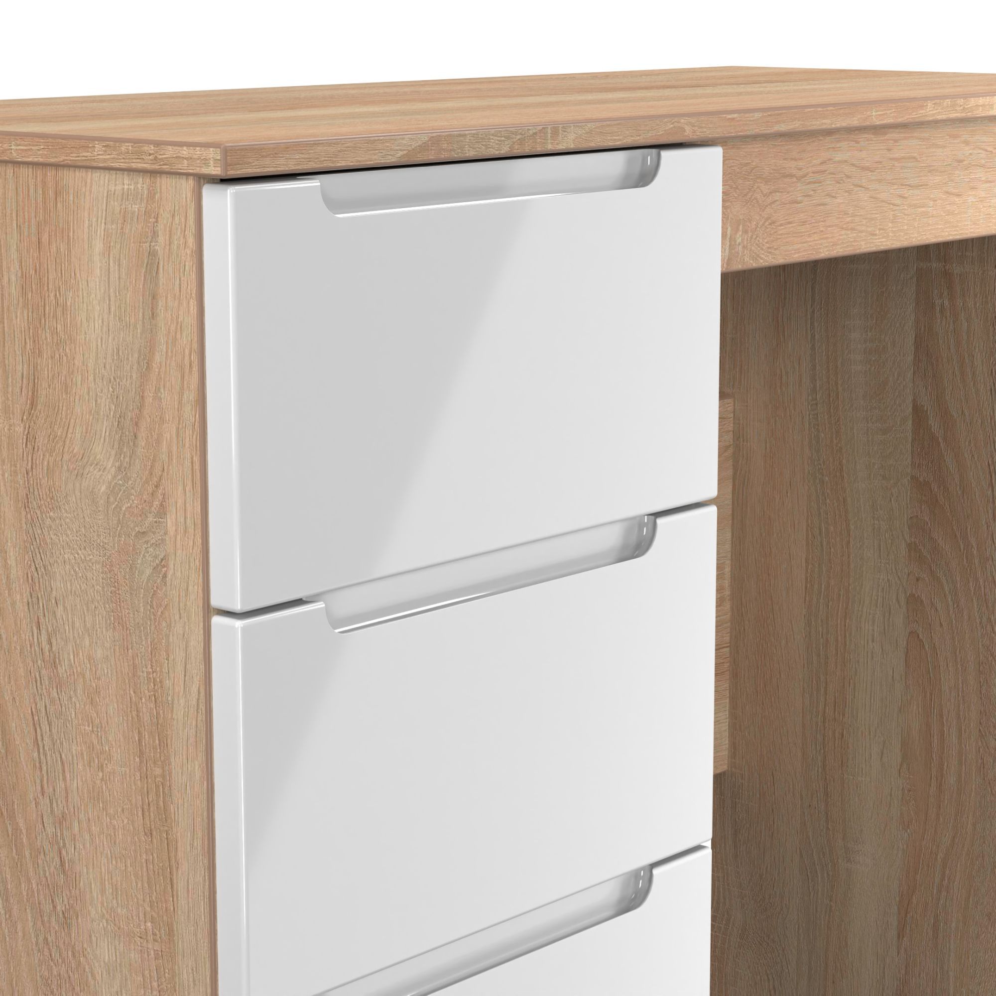 Milan Ready assembled White & oak 3 Drawer Dressing table (H)785mm (W)904mm (D)390mm