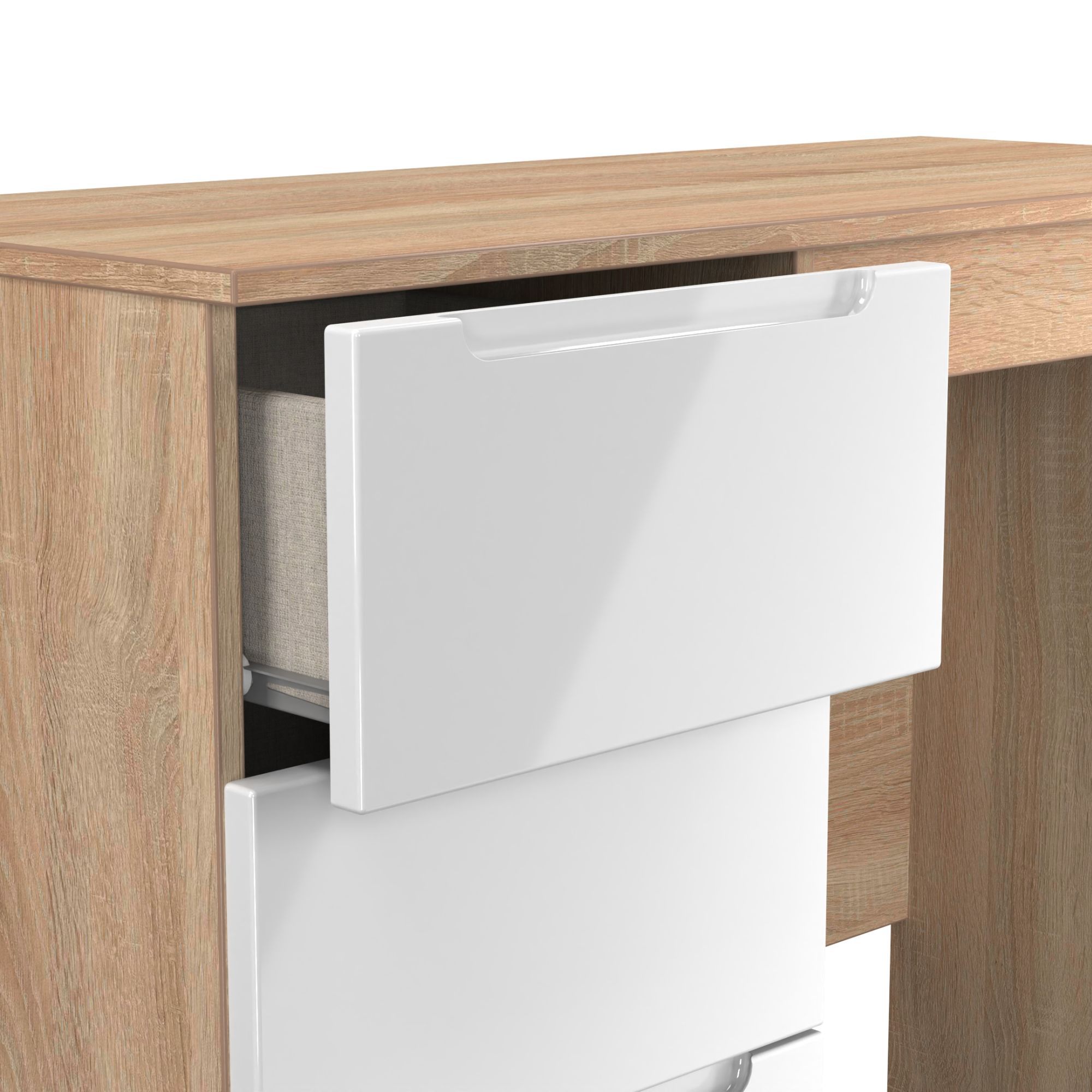 Milan Ready assembled White & oak 3 Drawer Dressing table (H)785mm (W)904mm (D)390mm