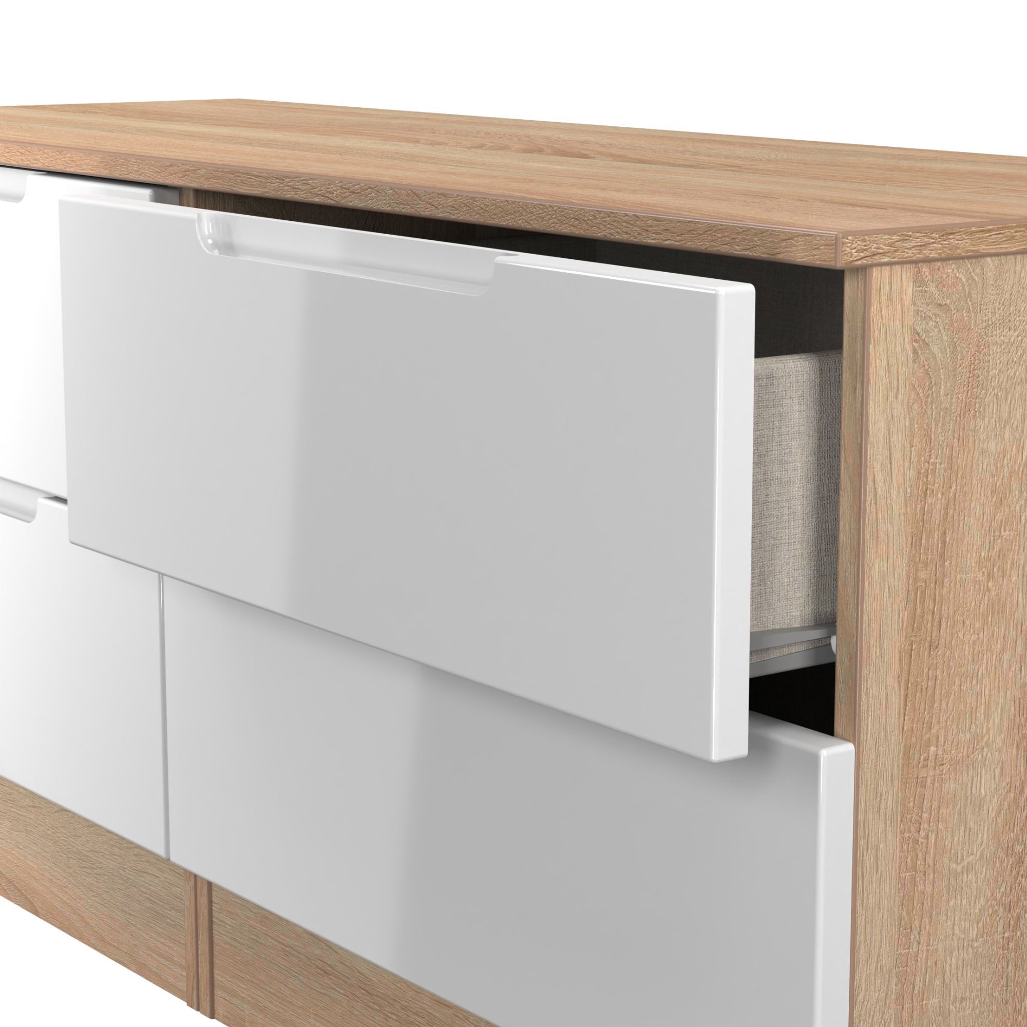Milan Ready assembled White & oak 4 Drawer Bed box (H)495mm (W)1100mm (D)390mm
