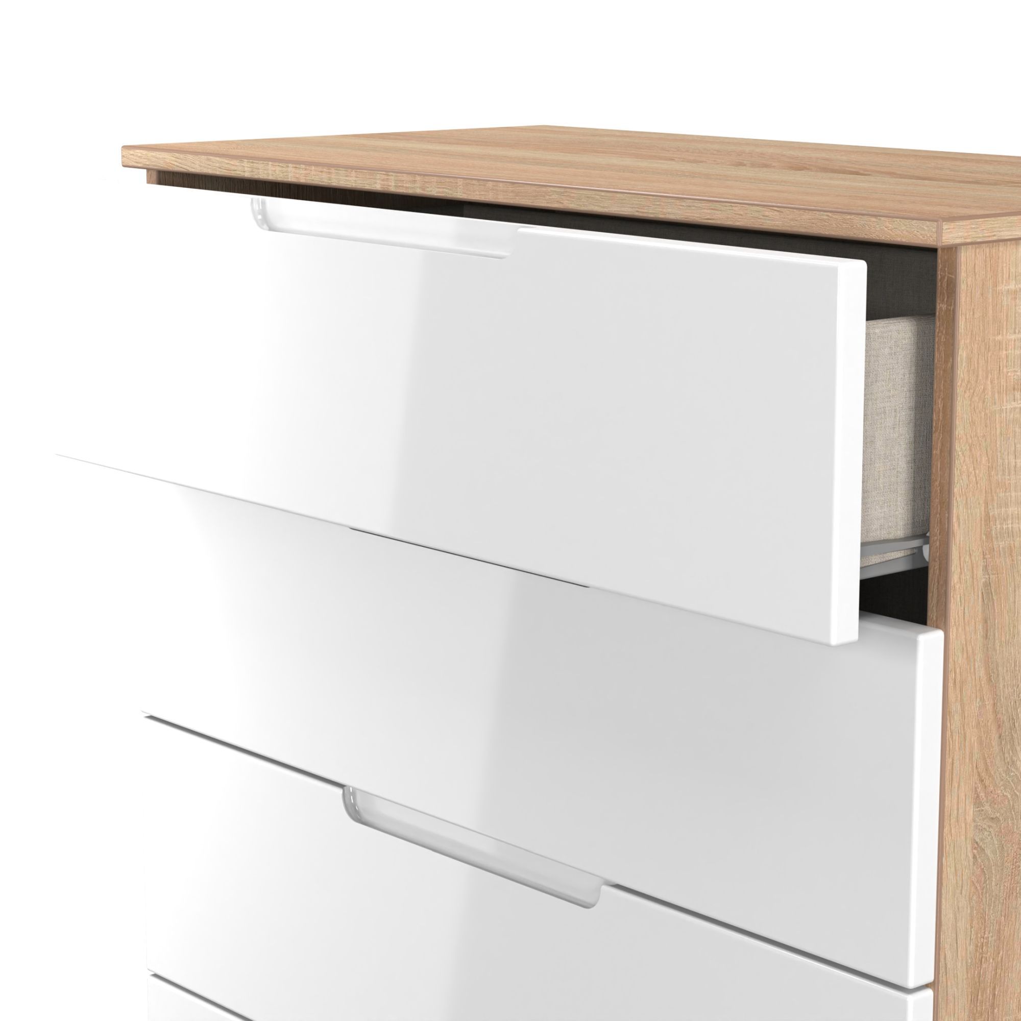 Milan Ready assembled White & oak 5 Drawer Chest (H)1067mm (W)740mm (D)390mm