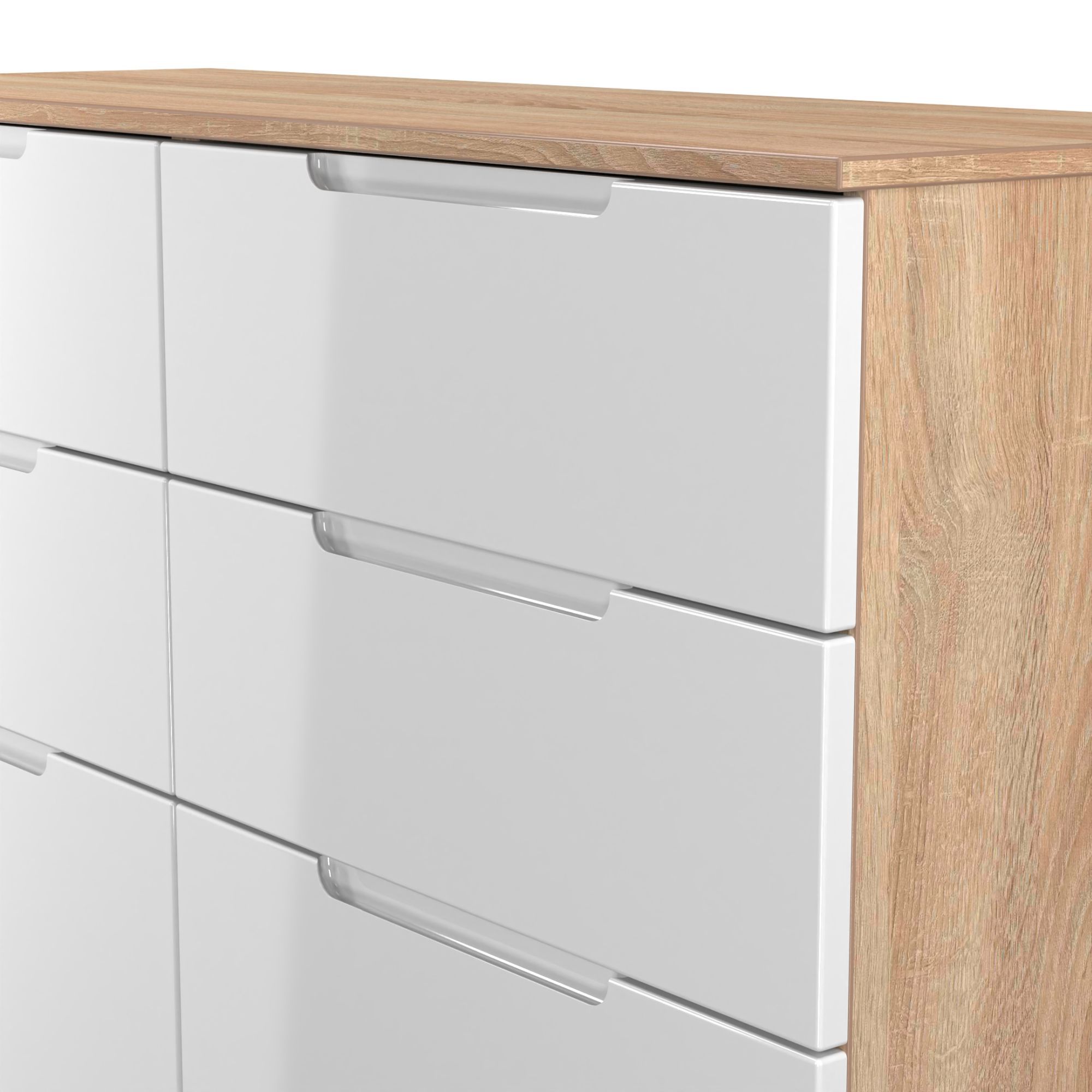 Milan Ready assembled White & oak 6 Drawer Chest (H)785mm (W)1100mm (D)390mm