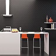 Millenium Black Gloss Brick effect Ceramic Tile, Pack of 6, (L)600mm (W)300mm