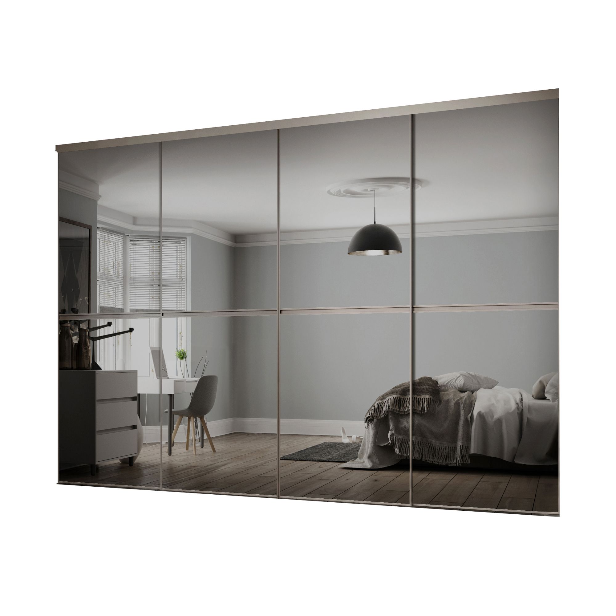 Grey sliding mirror wardrobe sale