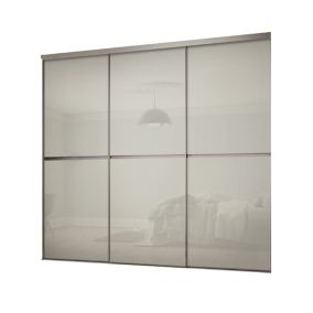 Minimalist Panelled Arctic white 3 door Sliding Wardrobe Door kit (H)2260mm (W)1790mm