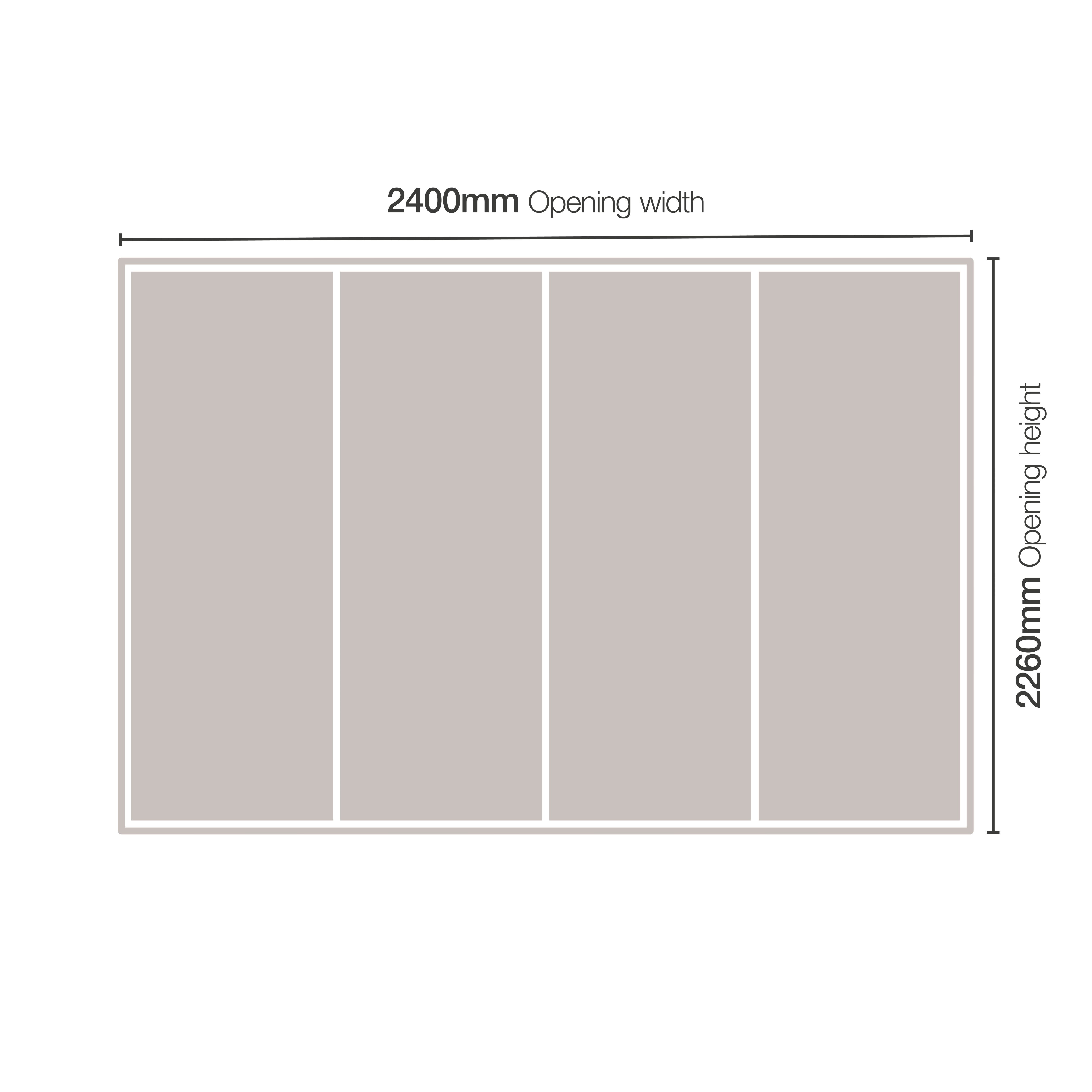 Minimalist Panelled Arctic white 4 door Sliding Wardrobe Door kit (H)2260mm (W)2400mm