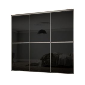 Minimalist Panelled Black 3 door Sliding Wardrobe Door kit (H)2260mm (W)2702mm