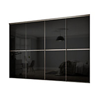 Minimalist Panelled Black 4 door Sliding Wardrobe Door kit (H)2260mm (W)3008mm