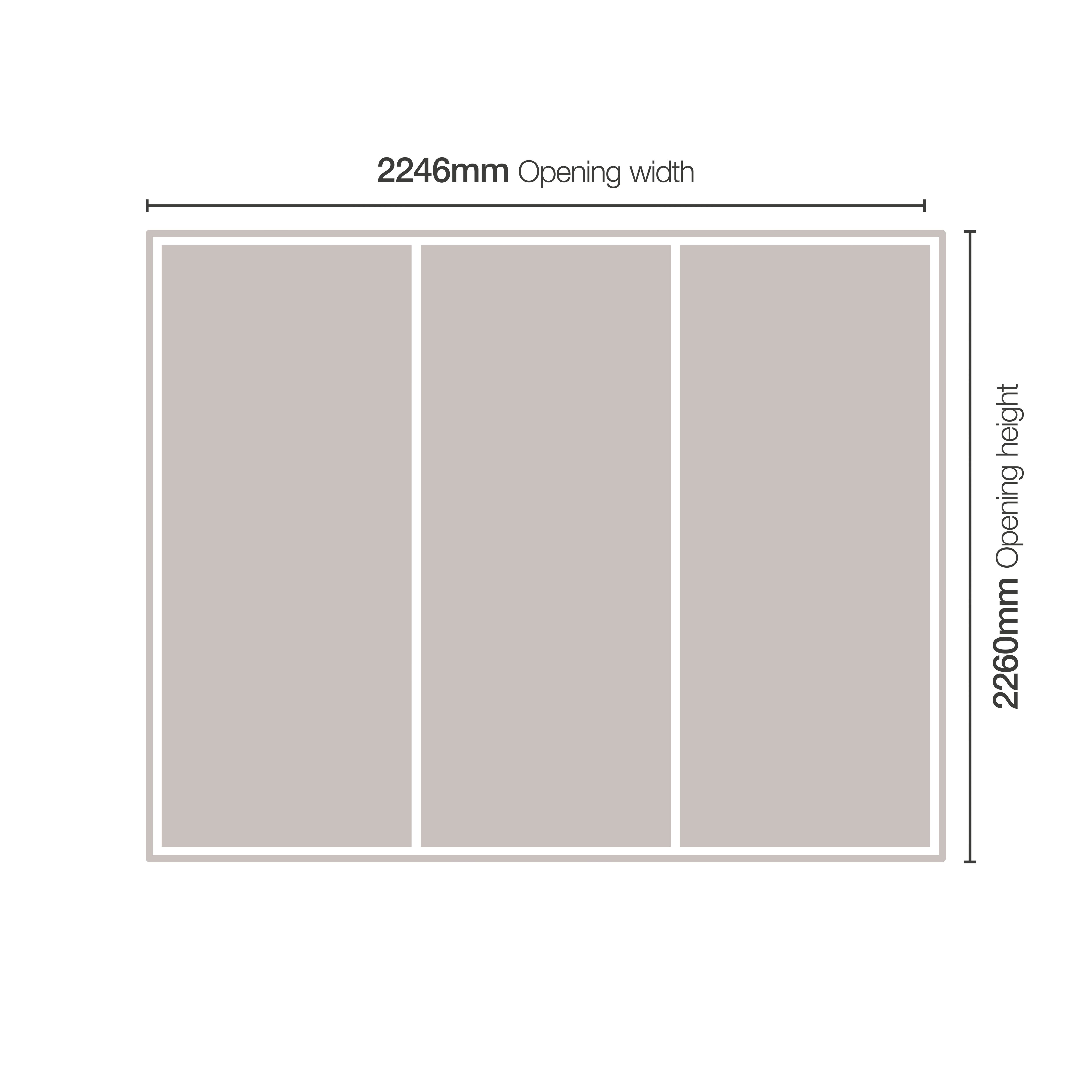 Minimalist Panelled Grey 3 door Sliding Wardrobe Door kit (H)2260mm (W)2246mm