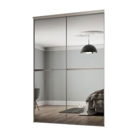 Minimalist Panelled Mirrored 2 door Sliding Wardrobe Door kit (H)2260mm (W)1200mm