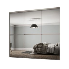Minimalist Panelled Mirrored 3 door Sliding Wardrobe Door kit (H)2260mm (W)1790mm