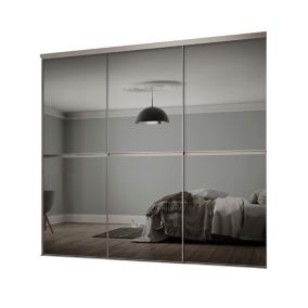 Minimalist Panelled Mirrored Grey 3 door Sliding Wardrobe Door kit (H)2260mm (W)1790mm