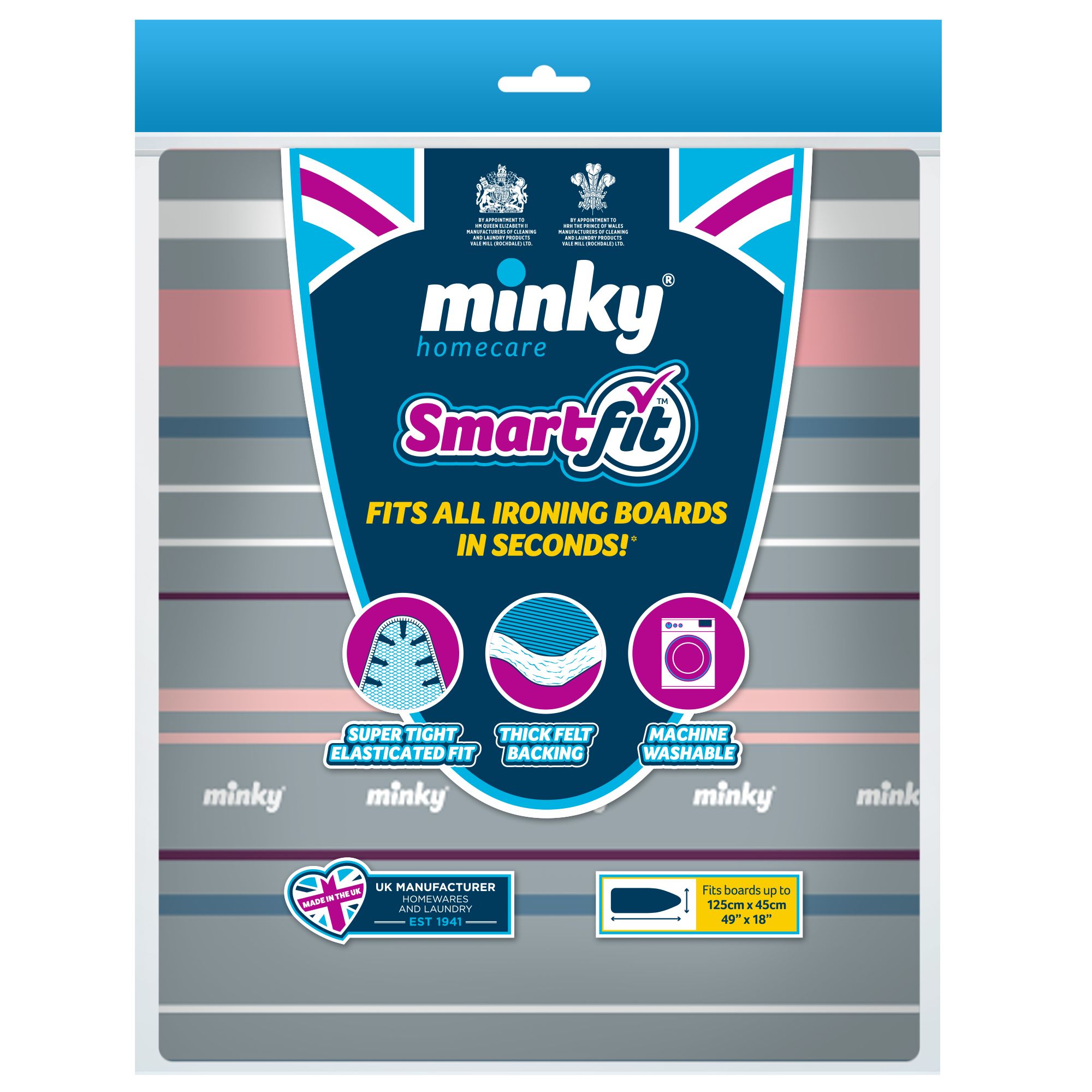 Minky Smart fit Multicolour Elasticated Ironing board cover (L)45cm (W)125cm