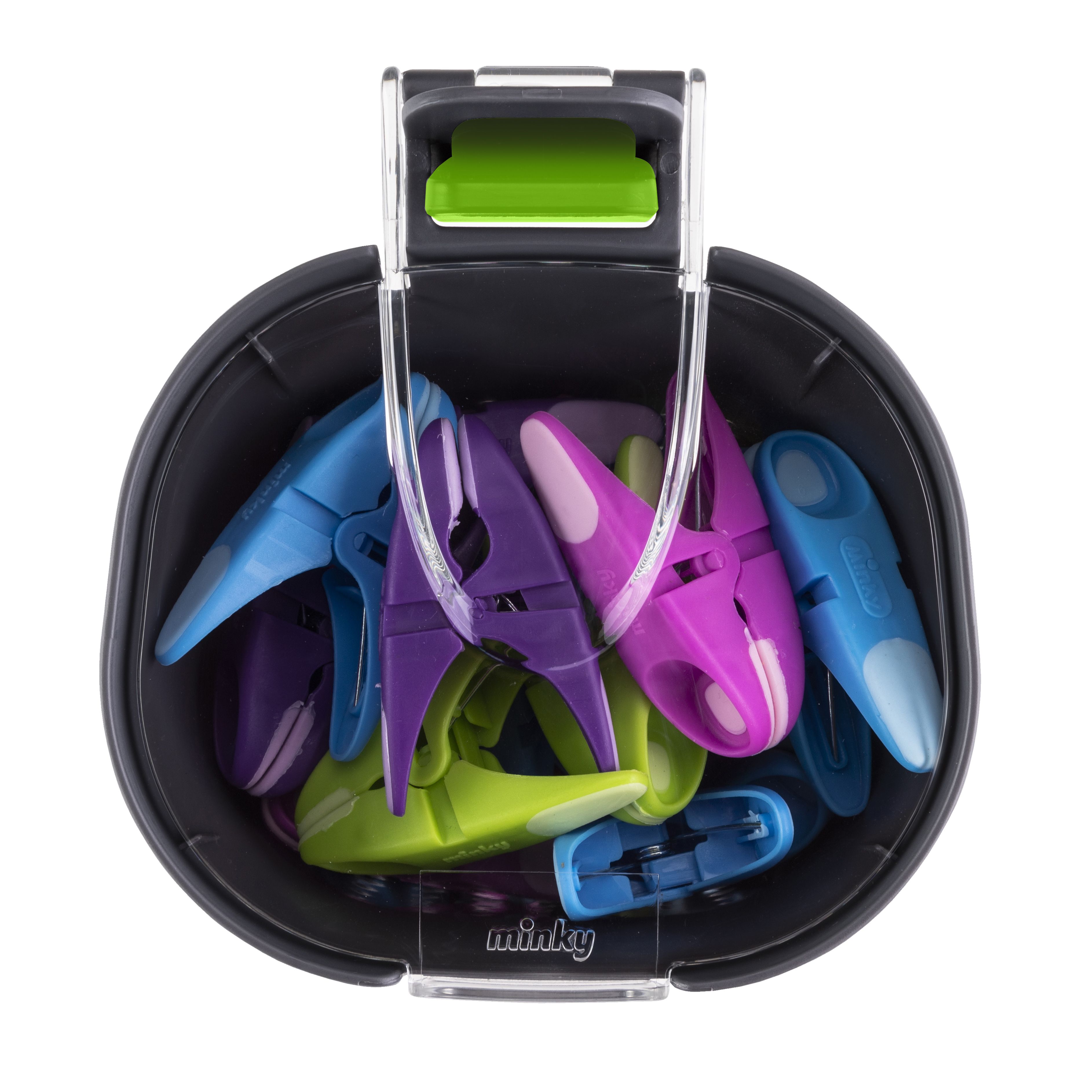 Minky Sure Grip Grey, green, purple, blue & pink Plastic Clothes pegs