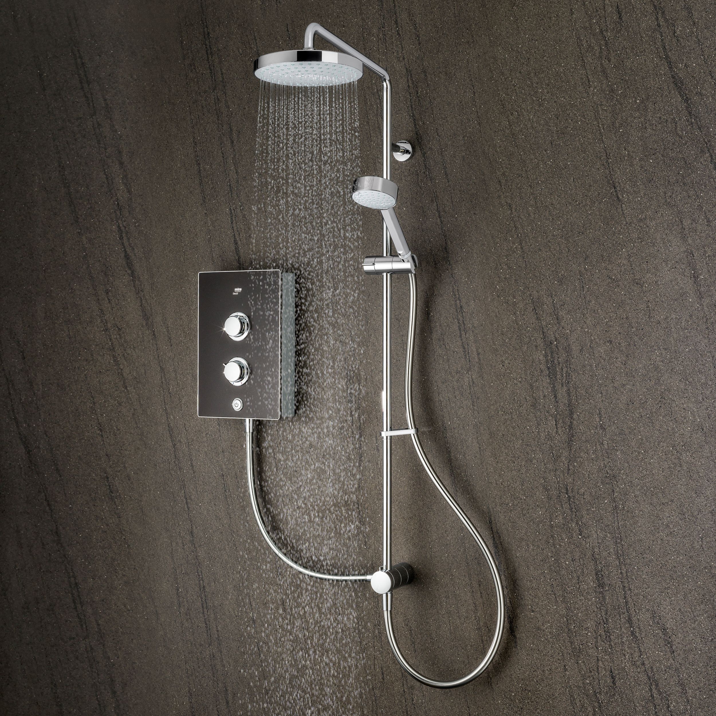 Mira Decor Dual Black onyx Manual Electric Shower, 10.8kW