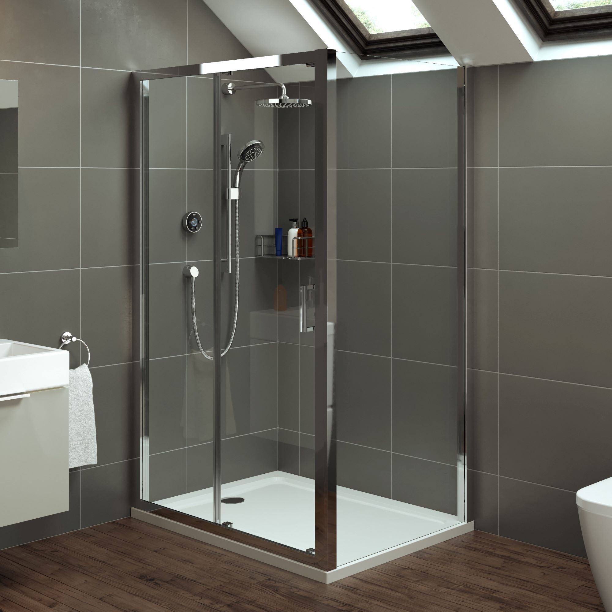 Mira Flight Low Gloss White Rectangular Shower tray (L)140cm (W)90cm (H)4cm