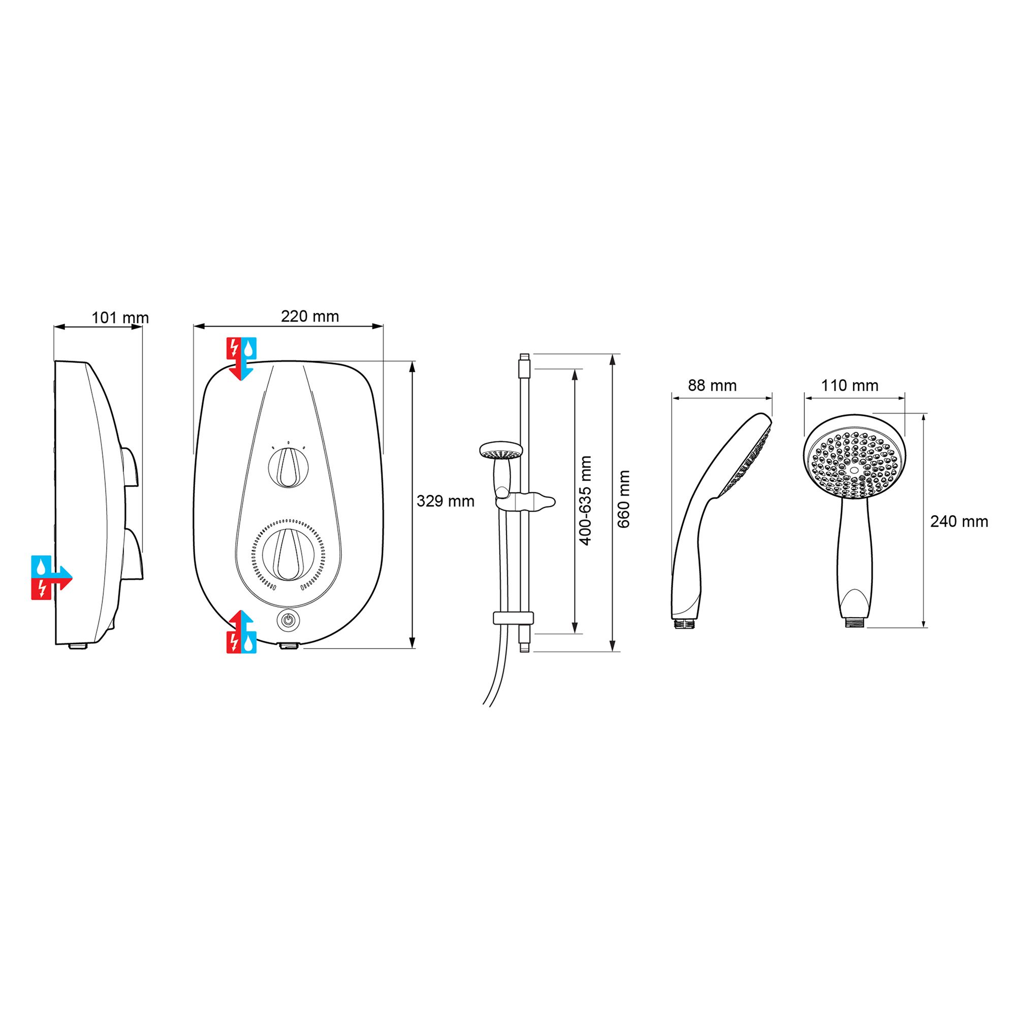 Mira Go Gloss White Manual Electric Shower, 8.5kW