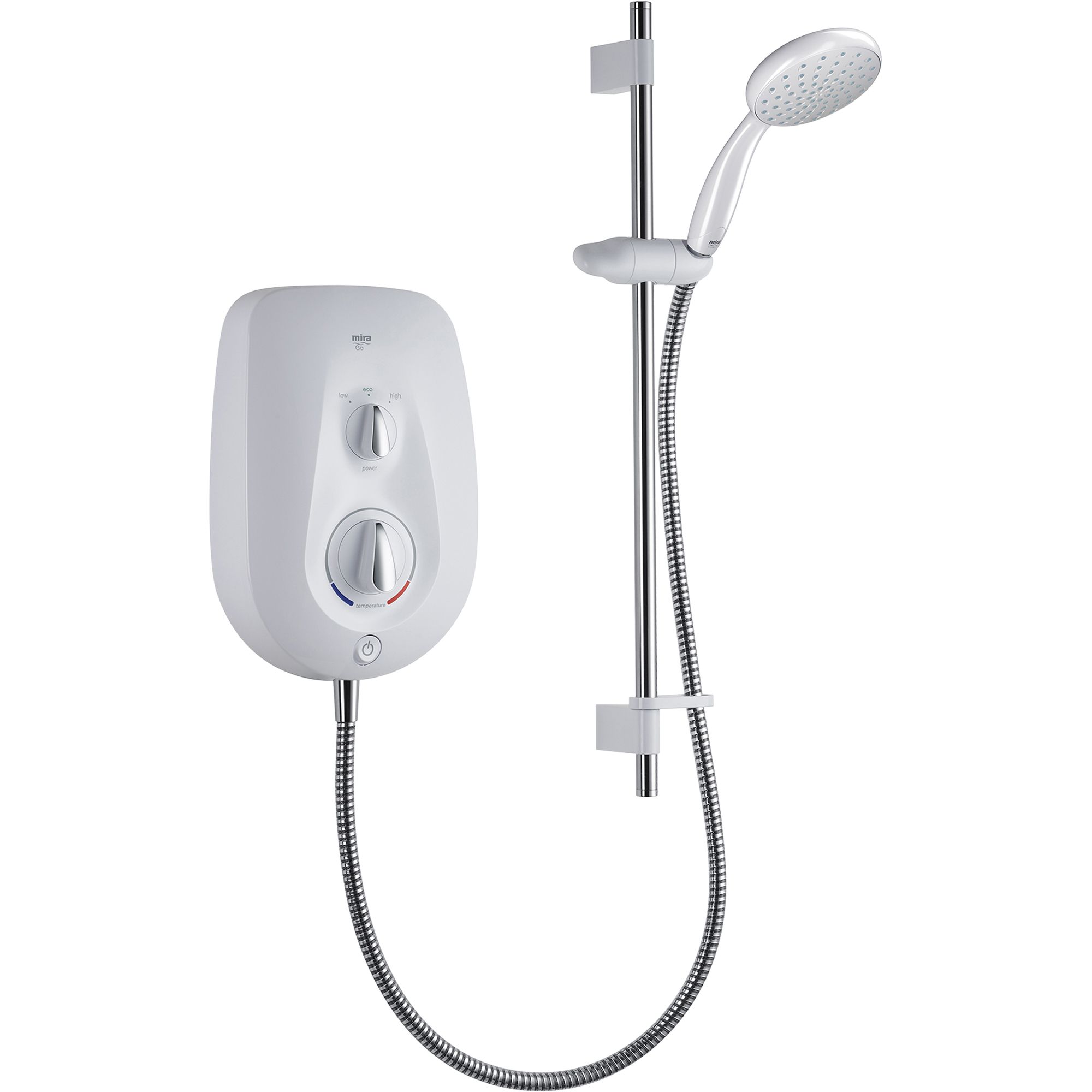 Mira Go Gloss White Manual Electric Shower, 8.5kW