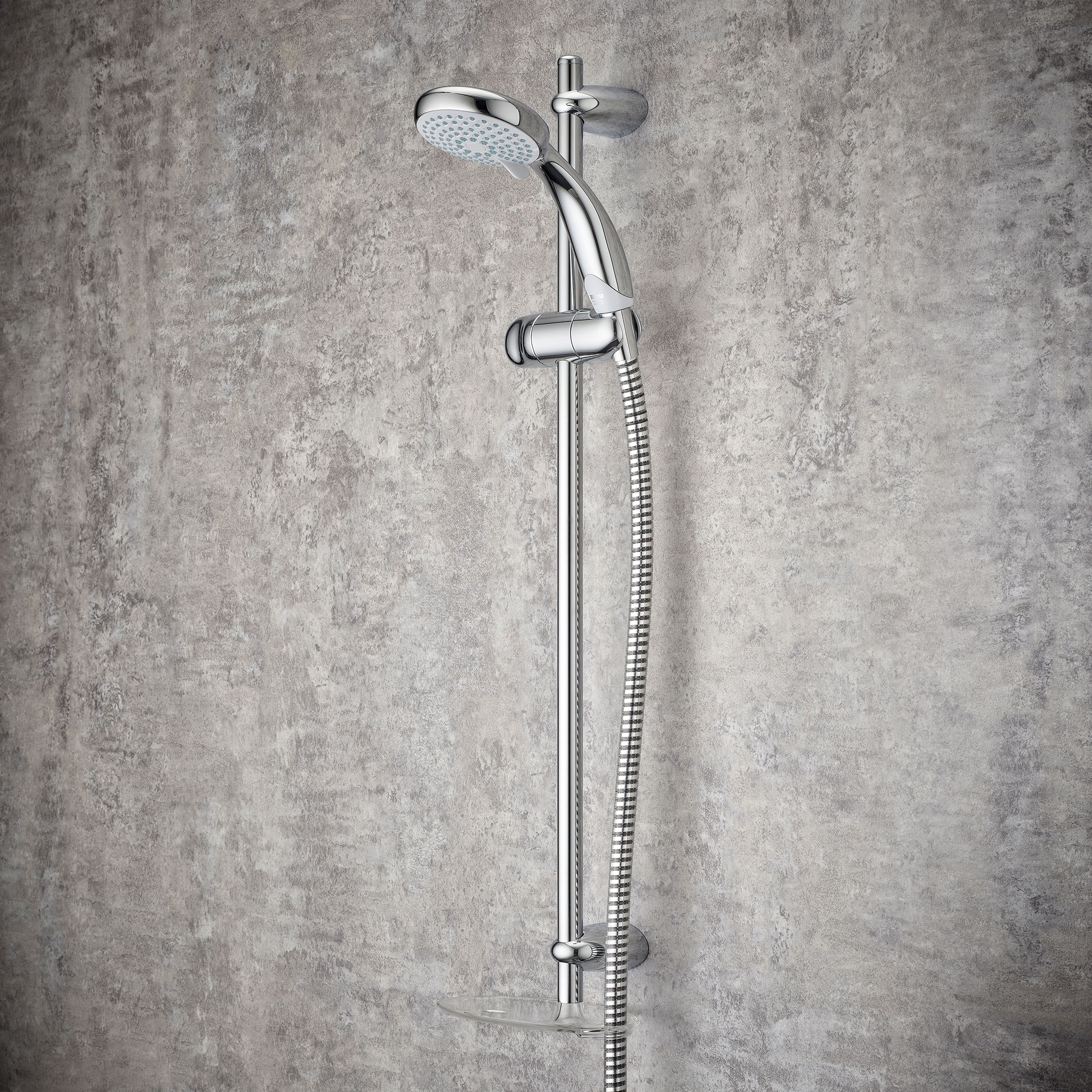 Mira Nectar White Chrome effect 4-spray pattern Shower riser rail kit