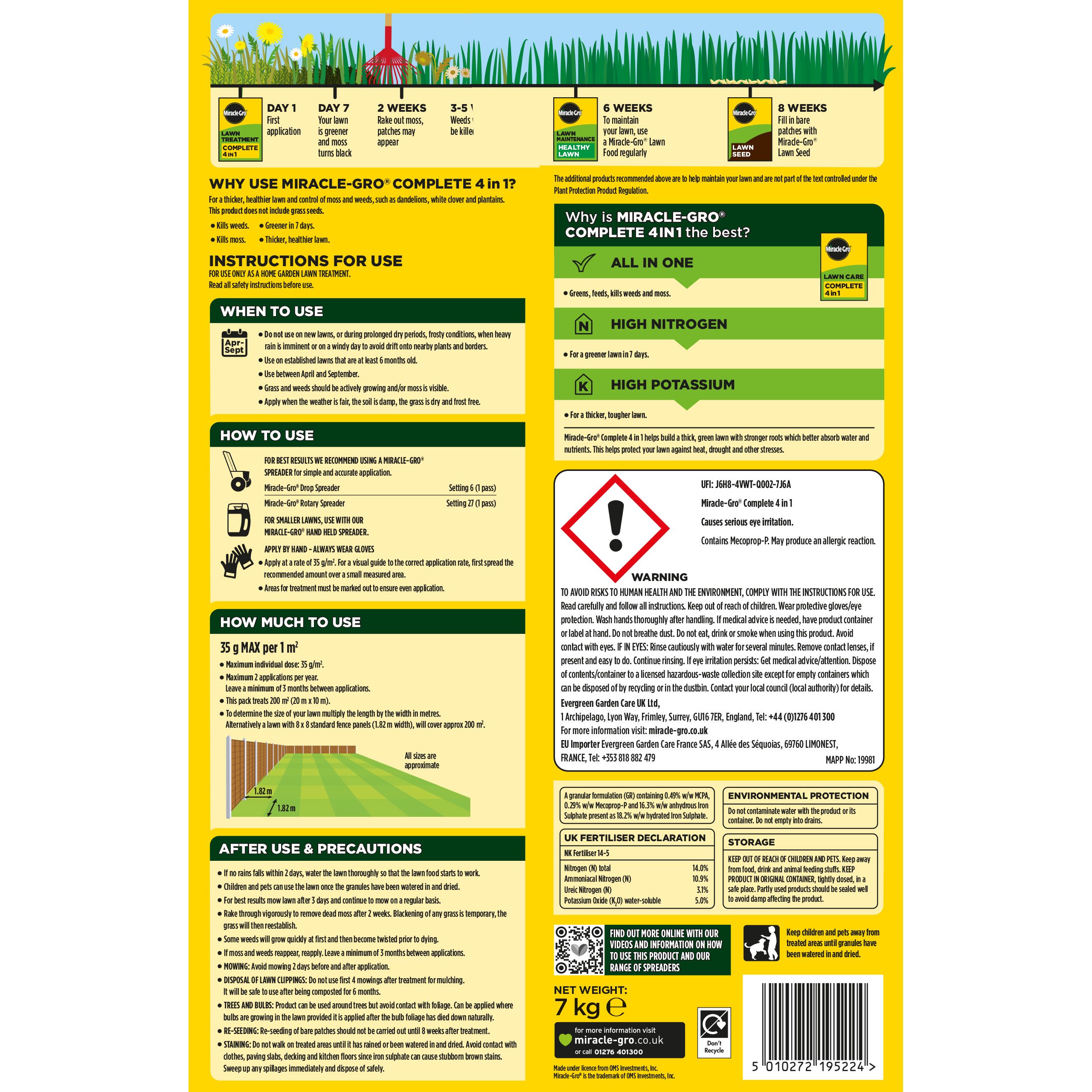 Miracle-Gro Complete 4in1 Lawn treatment Granules 200m² 7kg