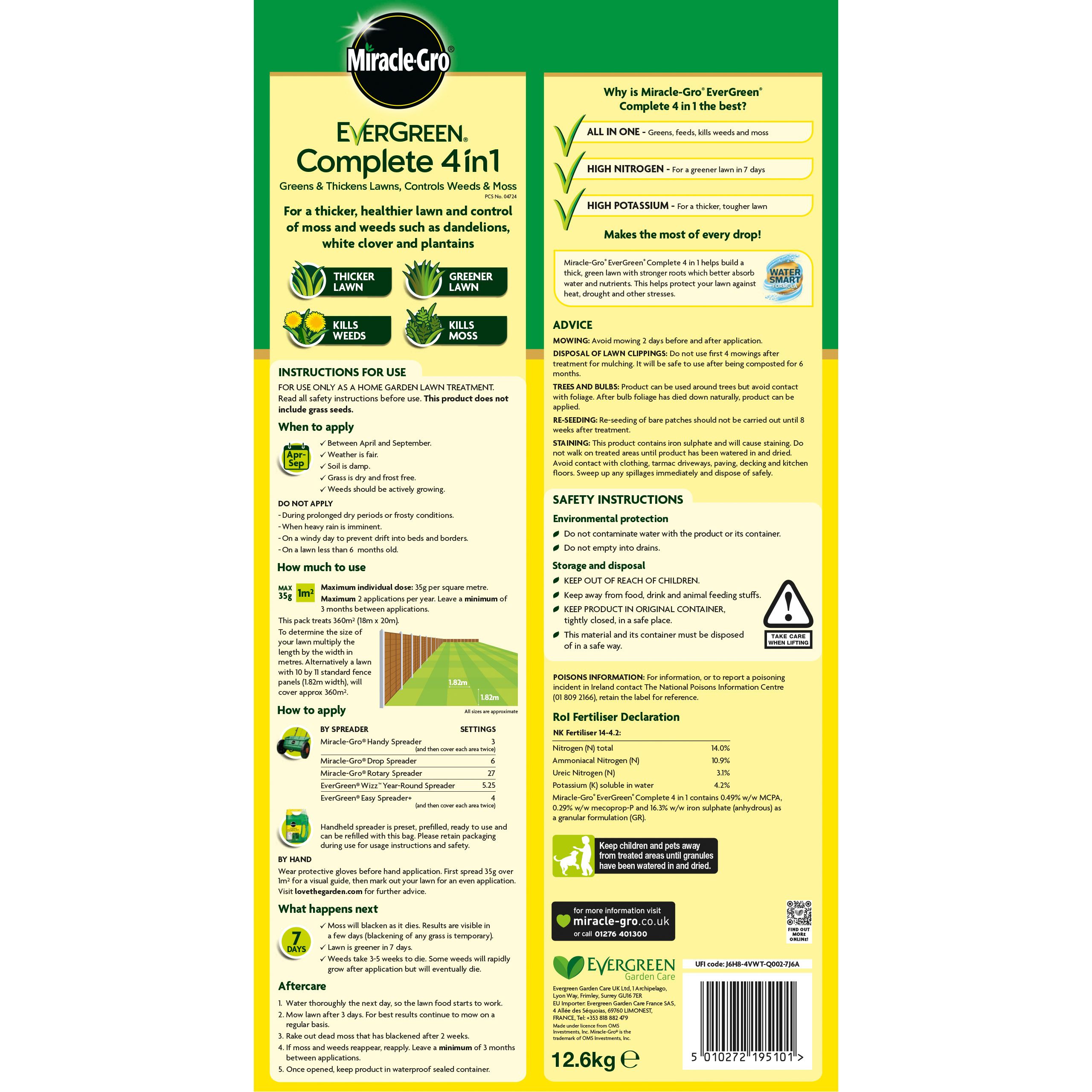 Miracle-Gro Lawn Care Lawn treatment Granules 360m² 12.6kg