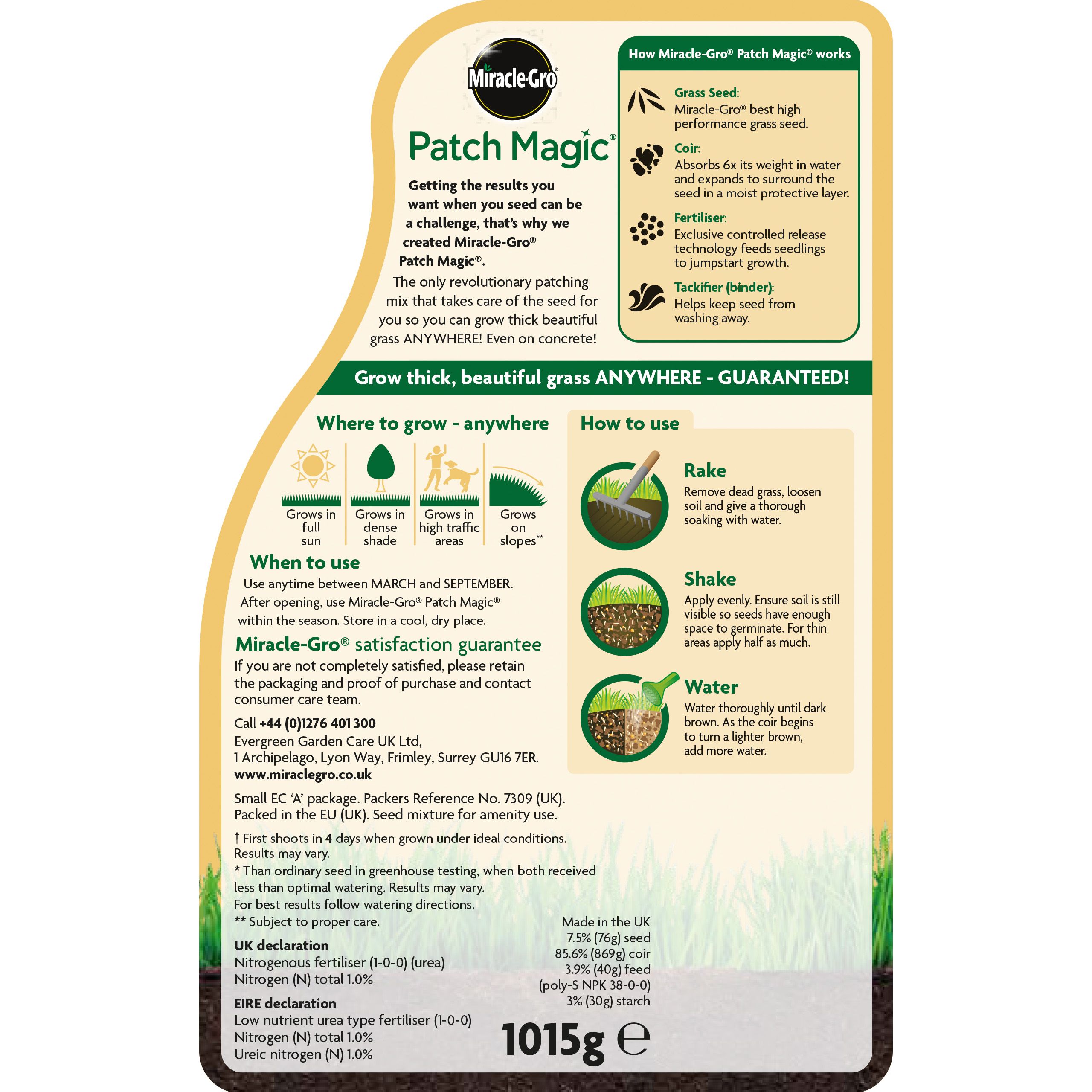 Miracle-Gro Patch Magic Lawn repair 13m² 1kg