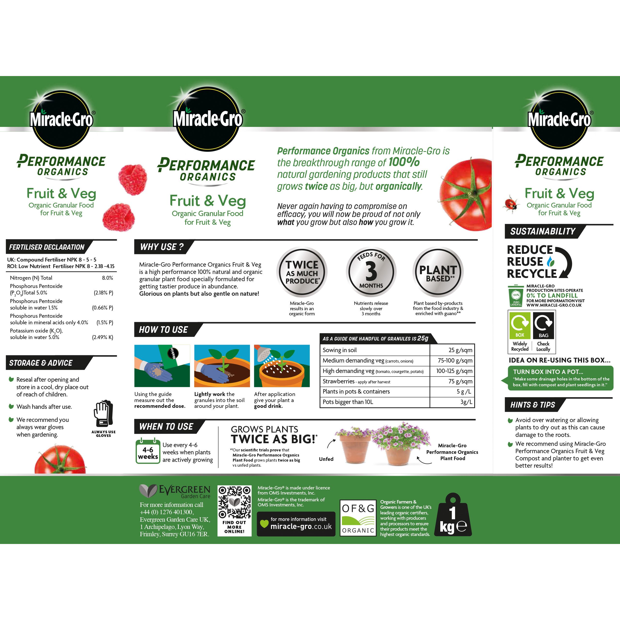 Miracle-Gro Perform Salad & vegetables Plant feed Granules 1kg