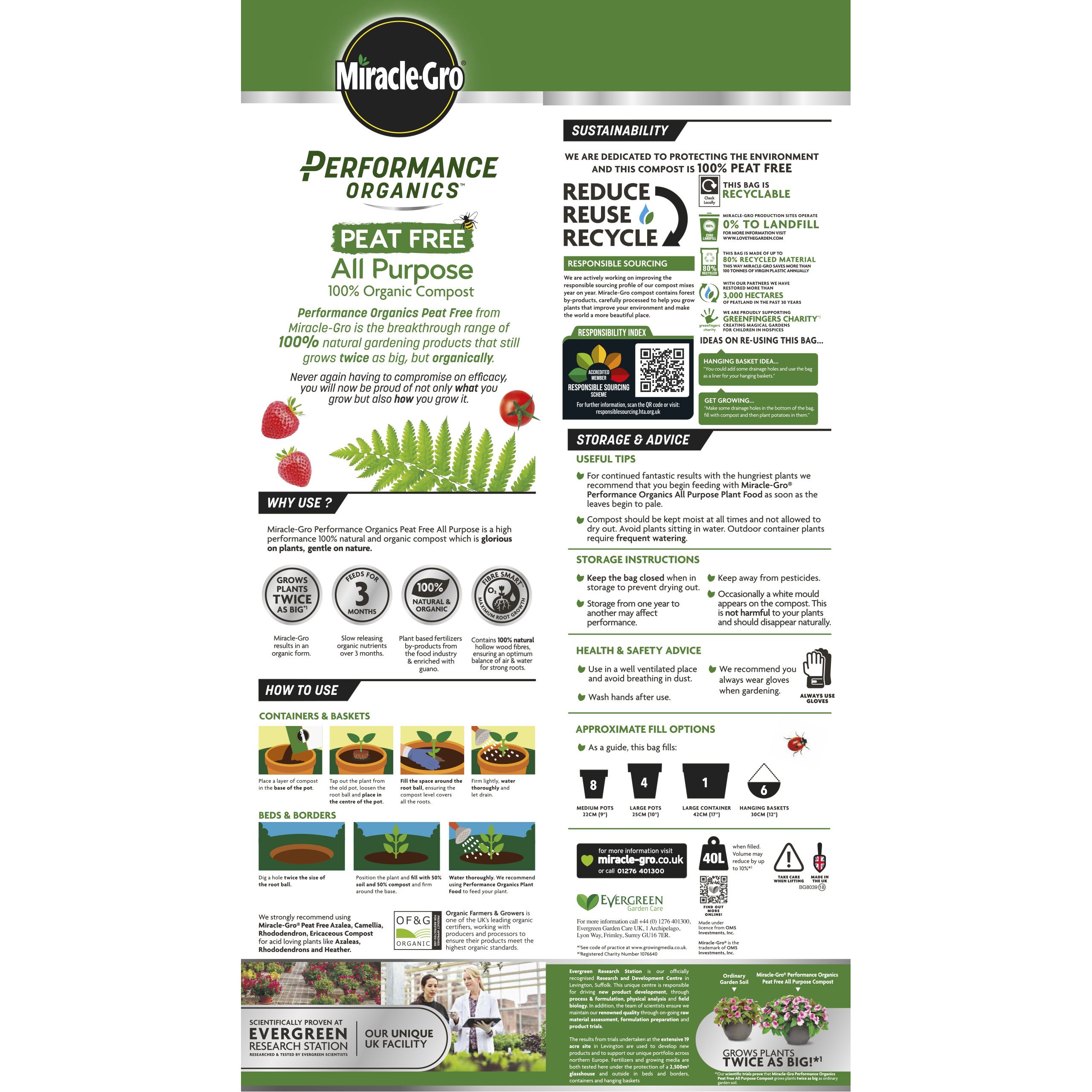 Miracle-Gro Performance Organics Peat-free Multi-purpose Compost 40L
