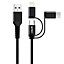 MiTEC USB A - Lightning, micro-USB & USB C Non-biodegradable Charging cable, 1m, Black