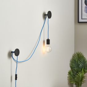 Miya black Plug-in Wall light