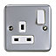 MK 13A Grey 1 gang Switched Metal-clad socket with White inserts