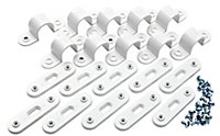 MK PVC 20mm White Spacer bar saddles, Pack of 10