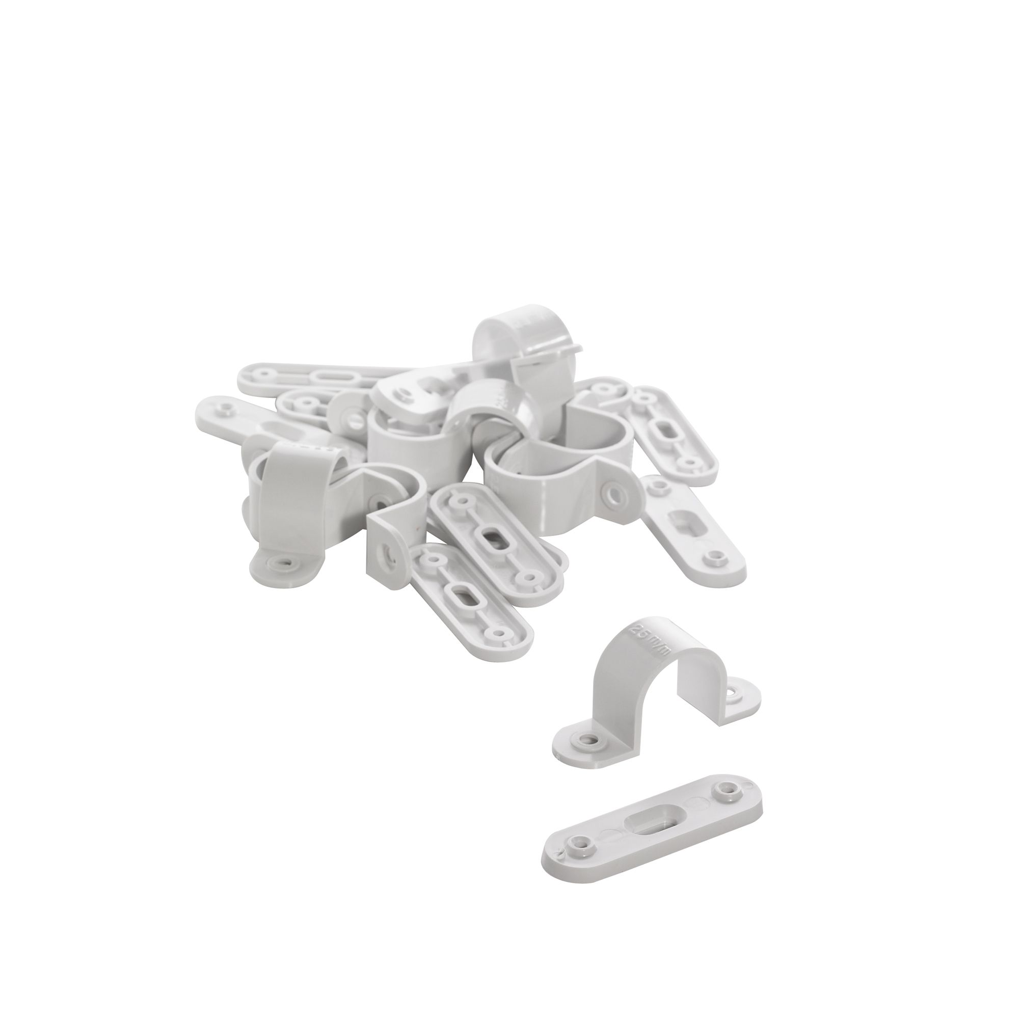 MK PVC 25mm White Spacer bar saddles, Pack of 10