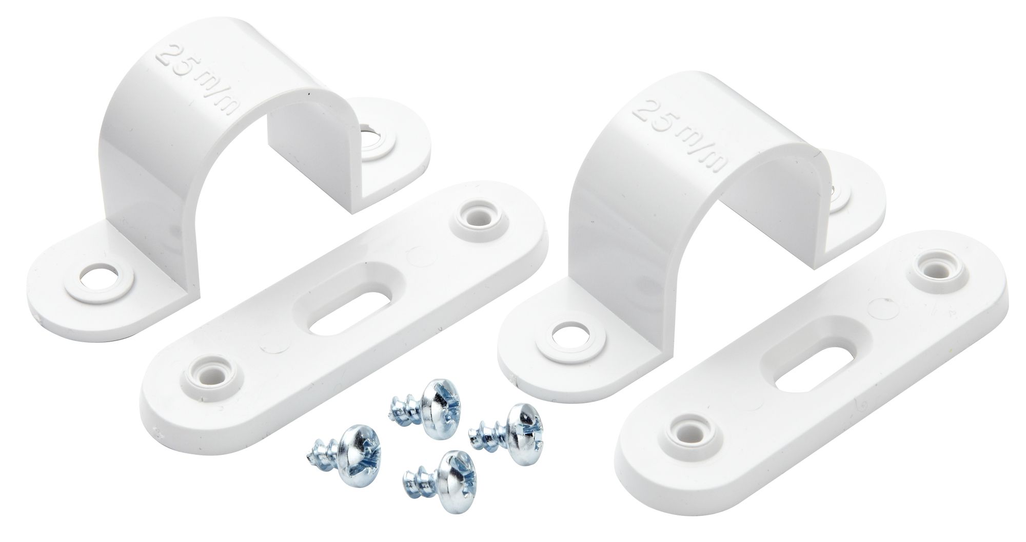 MK PVC 25mm White Spacer bar saddles, Pack of 2