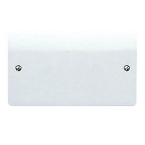 MK White 2 gang Double Soft curved edge profile Screwed Blanking plate