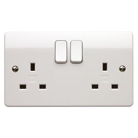 MK White Double 13A Switched Socket