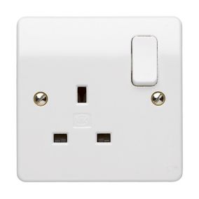 MK White Single 13A Switched Socket