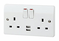 MK White USB socket, 2 x 2.1A USB