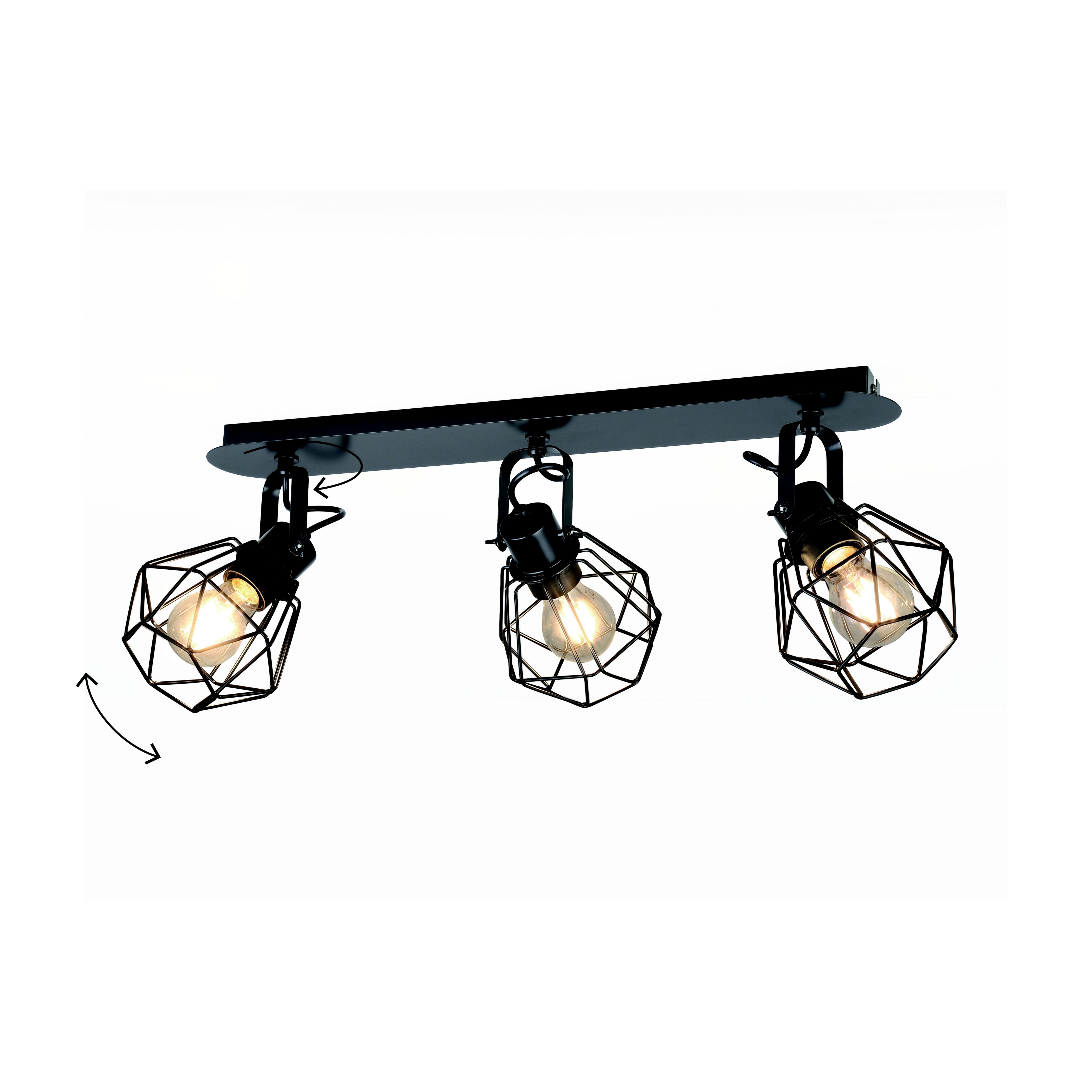 Modern Matt Black 3 Light Spotlight