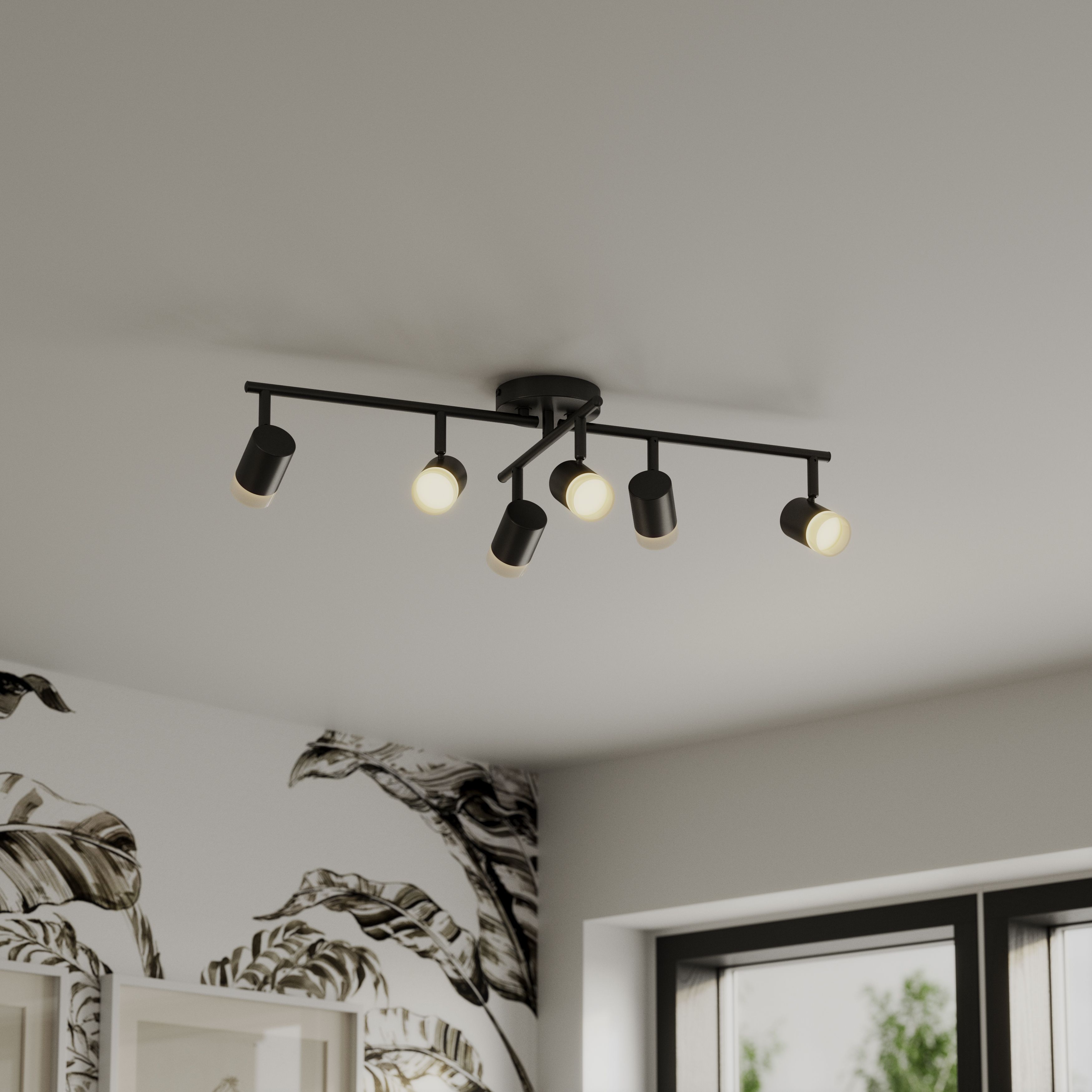 Modern Matt Black 6 Light Spotlight