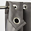 Moggo Dark grey Herringbone Blackout Eyelet Curtain (W)117cm (L)137cm, Single